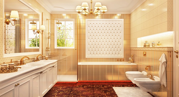  Łazienka w złocie - luksusowa łazienka w stylu amerykanskim