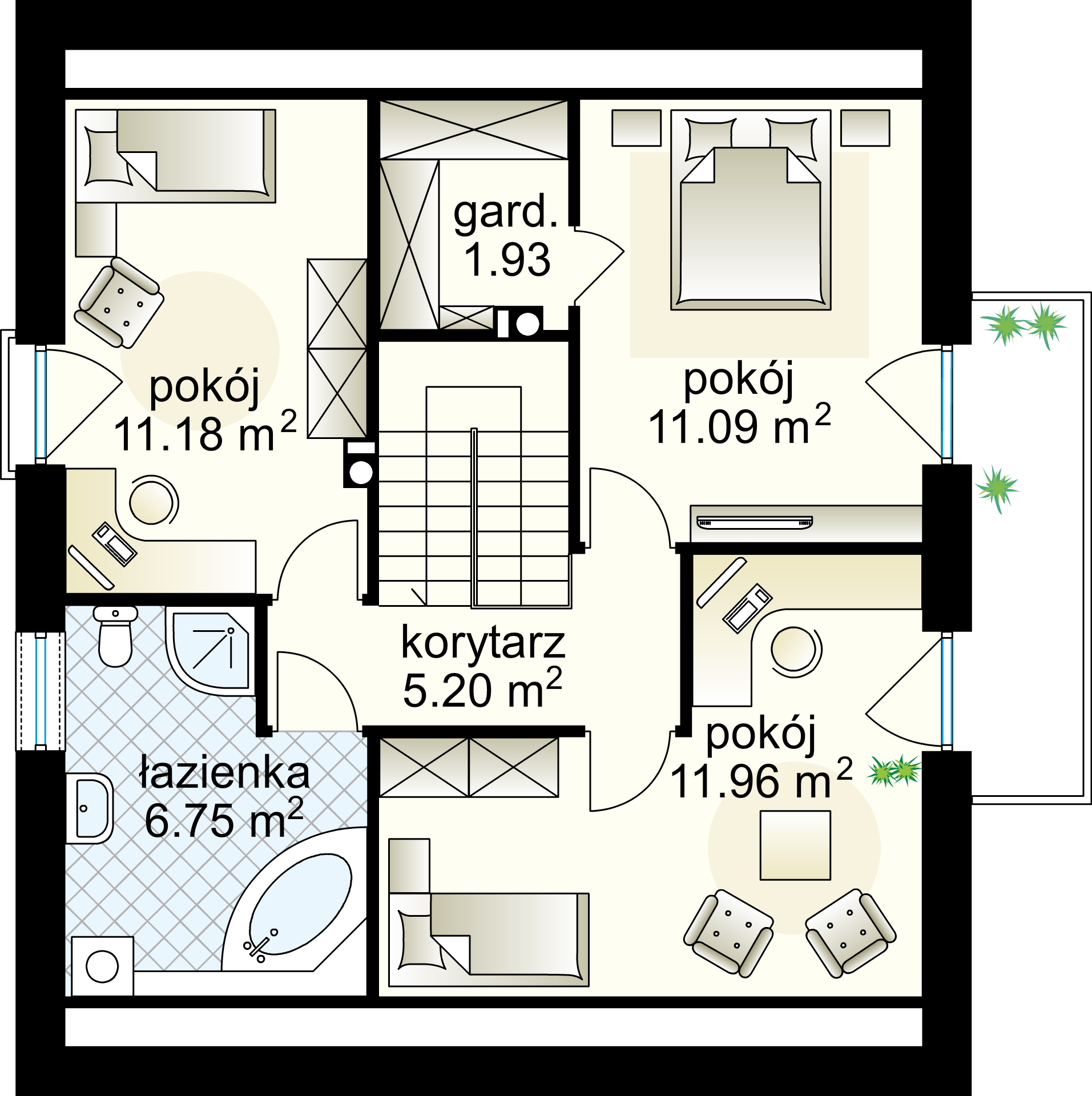 Alaska III projekt - Poddasze 48.11 m² 